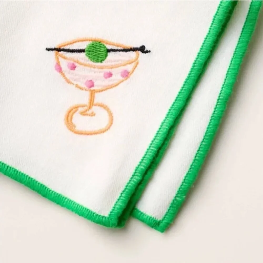 kate spade new york x Target Embroidered Icon Cloth Cocktail Napkins Cream NWT